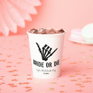 Gobelets En Papier Mariée ou mort Rockstar Skeleton Bachelorette Part