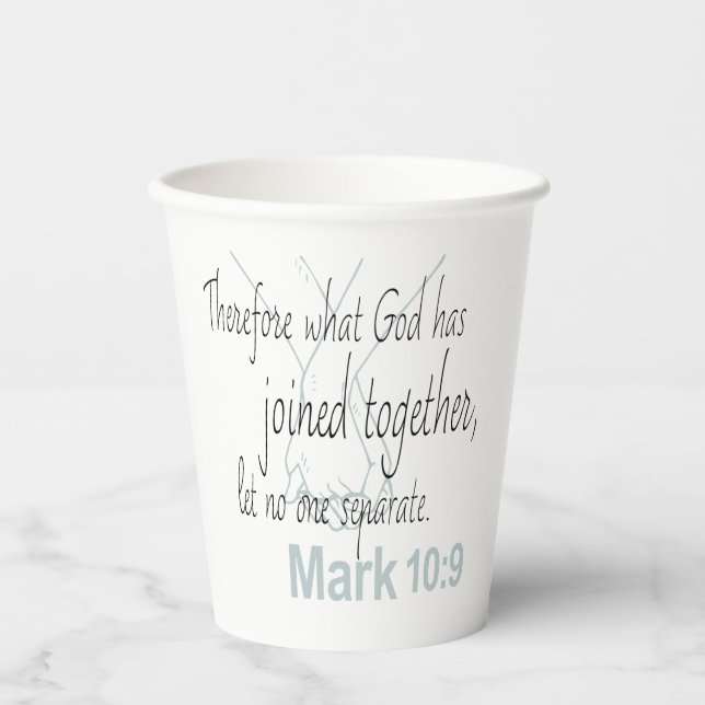 Gobelets En Papier Mark 10:9 Bible de mariage Verse (Recto)