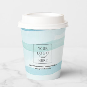 Gobelets En Papier Marketing promotionnel logo d'entreprise bleu abst
