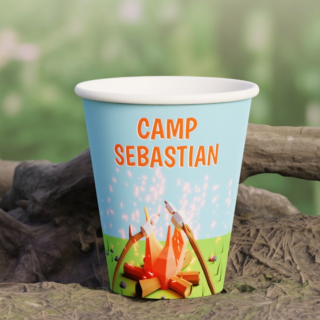 Gobelets En Papier Marshmallows Campfire Outdoors Aventure Anniversai (Marshmallows Campfire Outdoors Adventure Birthday Paper Cups)
