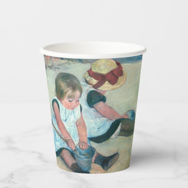 Gobelets En Papier Mary Cassatt - Enfants jouant sur la plage (Recto)