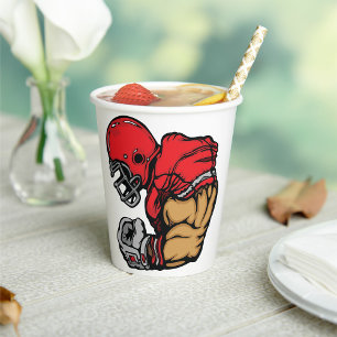 Gobelets En Papier Mascotte de guerrier de football robuste Muscle de