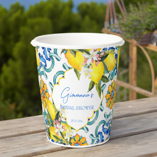 Gobelets En Papier Méditerranée Majolica tuiles citrons douche nuptia