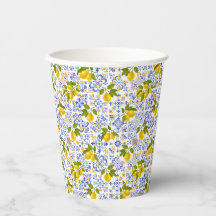 Mediterrenean Citrus Lemon pattern Paper Cups