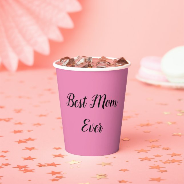 Gobelets En Papier Meilleure maman jamais texte rose (Insitu)