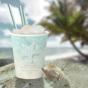Gobelets En Papier Merci de mariage Sea Foam Beach V2 ID837