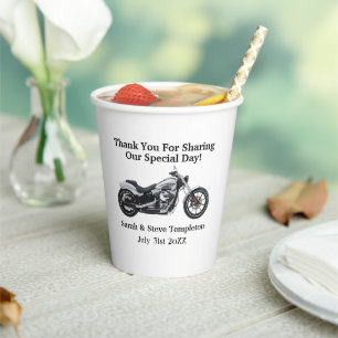 Gobelets En Papier Merci Mariage de moto Date Nom Amour