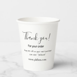 Gobelets En Papier Merci pour l'achat détail de l'entreprise familial