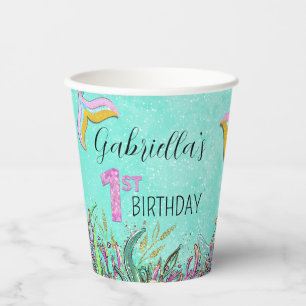 Gobelets En Papier Mermaid 1er anniversaire