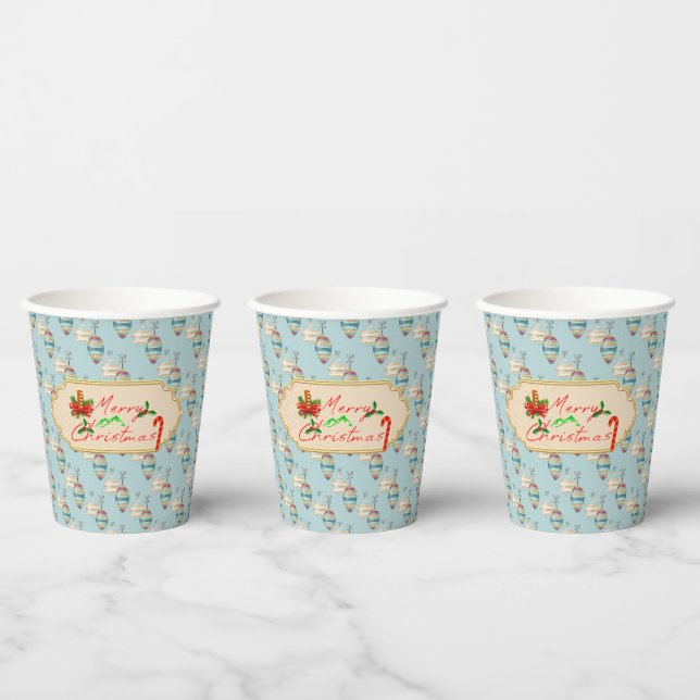 Gobelets En Papier Merry Christmas Paper Cups – Festive Ornament (Multi)