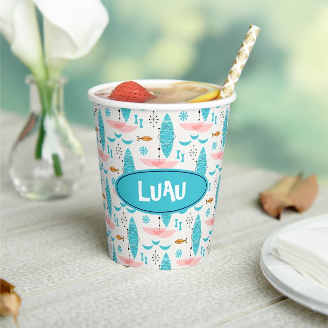 Gobelets En Papier Mid Century Pink Catamaran (Insitu)