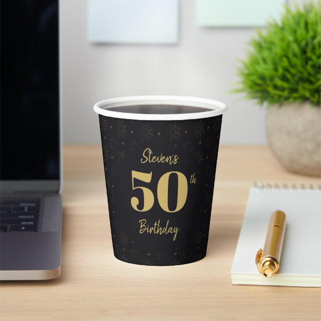 Gobelets En Papier Midnight Gold Milestone Paper cup (Insitu)