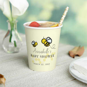 Gobelets En Papier Miel/Bumble Bees & Baby shower de marguerite Jaune