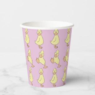 Gobelets En Papier Mignon Petit Caneton Jaune Fête Bébé Rose