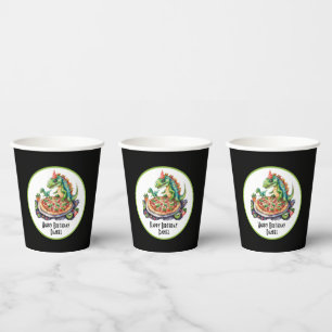 Gobelets En Papier Mignonne ajouter nom pizza dinosaure partie tasse