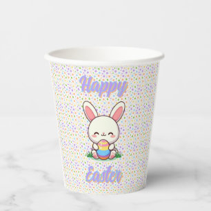 Gobelets En Papier Mignonne lapin de printemps/Pâques avec oeuf