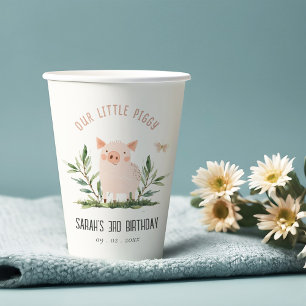 Gobelets En Papier Mignonne petit porc de ferme Anniversaire de enfan