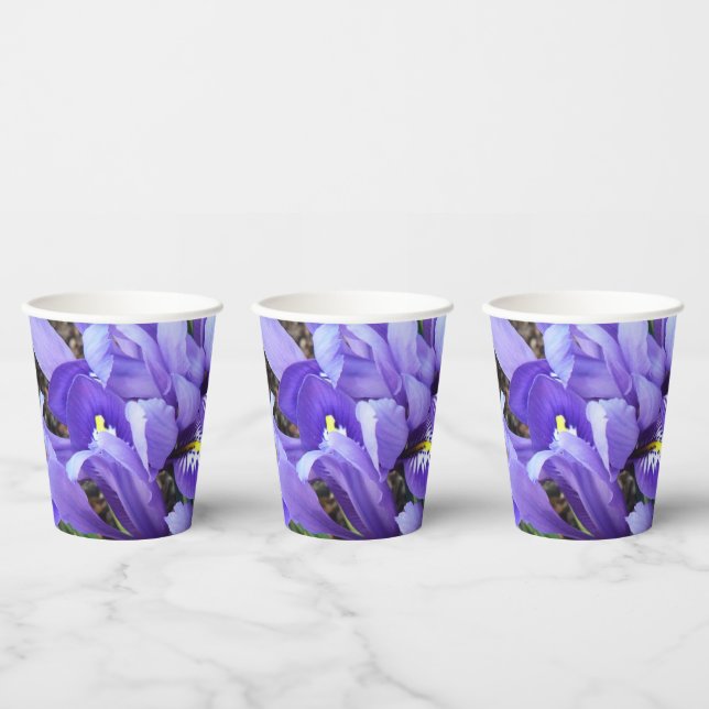 Gobelets En Papier Miniature Bleu Irises Printemps Floral (Multi)