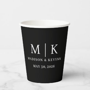 Gobelets En Papier Minimal et chic Mariage noir et blanc