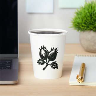 Gobelets En Papier Minimalist Hazelnut – Ink Brush Botanic Design on 