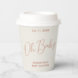 Gobelets En Papier Minimalist Sign ivory Oh Baby Shower