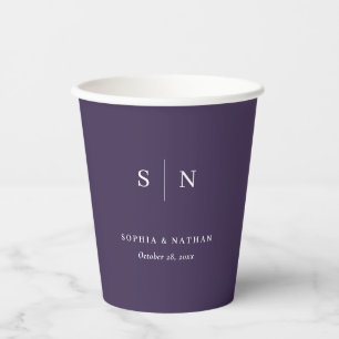 Gobelets En Papier Minimaliste et Chic   Mariage Violet