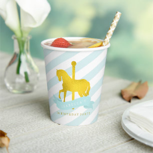 Gobelets En Papier Mint Carousel Cheval Anniversaire Party Paper Cup