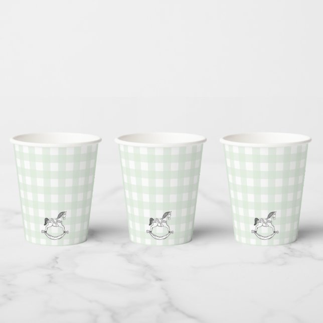 Gobelets En Papier Mint Green En vichy Rockking Cheval tasse de papie (Multi)