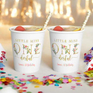 Gobelets En Papier Miss Onederful Girl 1er anniversaire