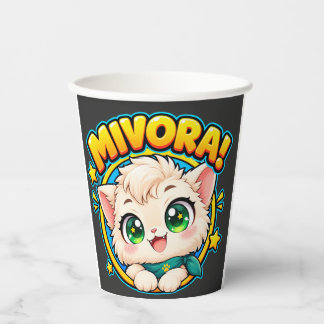 Gobelets En Papier Mivora Mignon Chat Anime avec Mug Étoiles Brillant