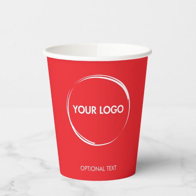 Gobelets En Papier Modèle de logo d'entreprise personnalisé rouge (Gauche)