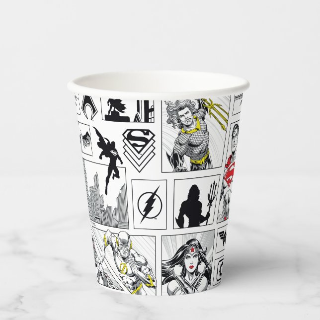Gobelets En Papier Modèle de panneau héroïque de la Ligue de justice (Recto)