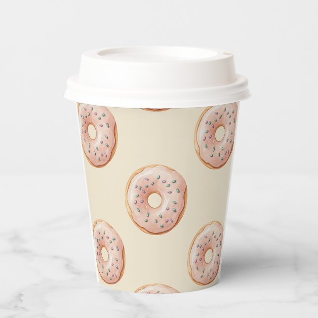 Gobelets En Papier Modern Donuts Pattern With Name or Text (Recto)