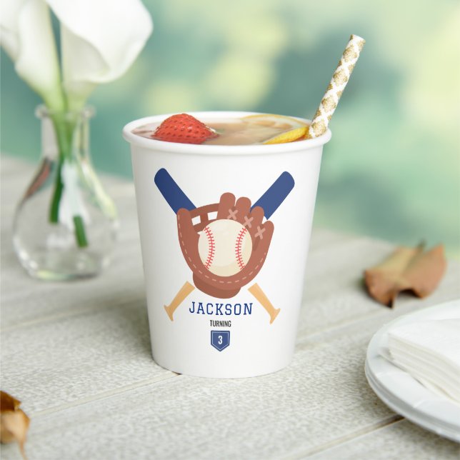 Gobelets En Papier Modern Minimalist Baseball Batter Up Birthday (Insitu)