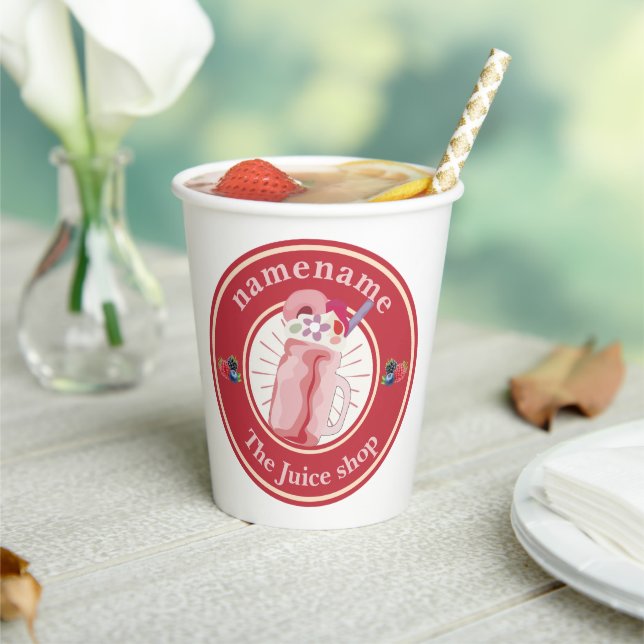 Gobelets En Papier Moderne Cold Smoothies fruitière Nom du personnel (Insitu)