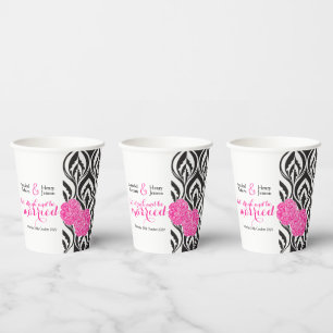 Gobelets En Papier Moderne luxuriöse Schwarz-weiß- & rosa Hochzeit