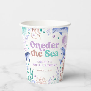 Gobelets En Papier Moderne Oneder la mer dauphin rétro premier annive