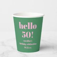 Moderne Rose Vert Gras 50e Anniversaire Personnali