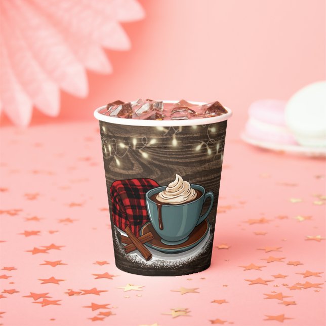 Gobelets En Papier Moderne Rustique Hot Cocoa Baby shower cosy (Insitu)