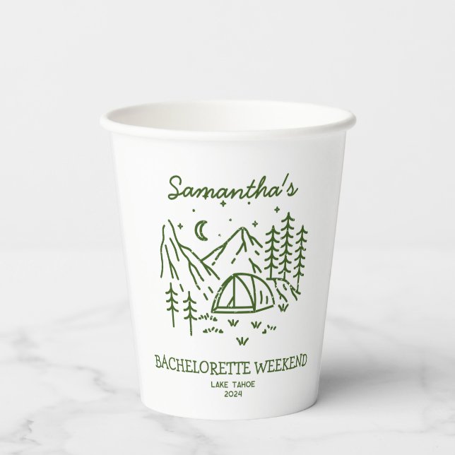Gobelets En Papier Moderne Simple Camping Bachelorette Party Nature (Verso)