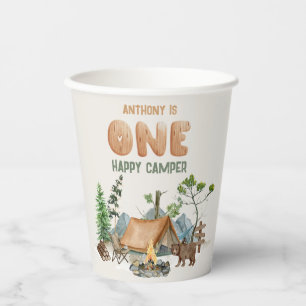 Gobelets En Papier Moderne Un Joyeux Camper Aquarelle 1er anniversair