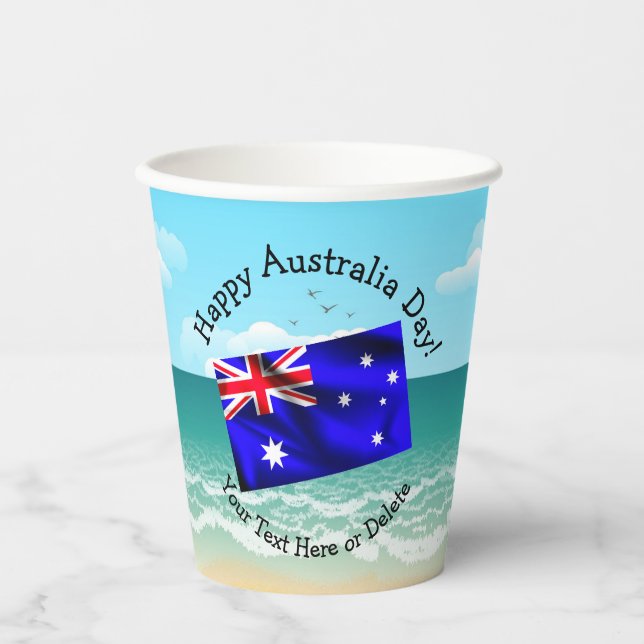 Gobelets En Papier Modifier le texte Joyeux Australie Jour Drapeau Oc (Recto)