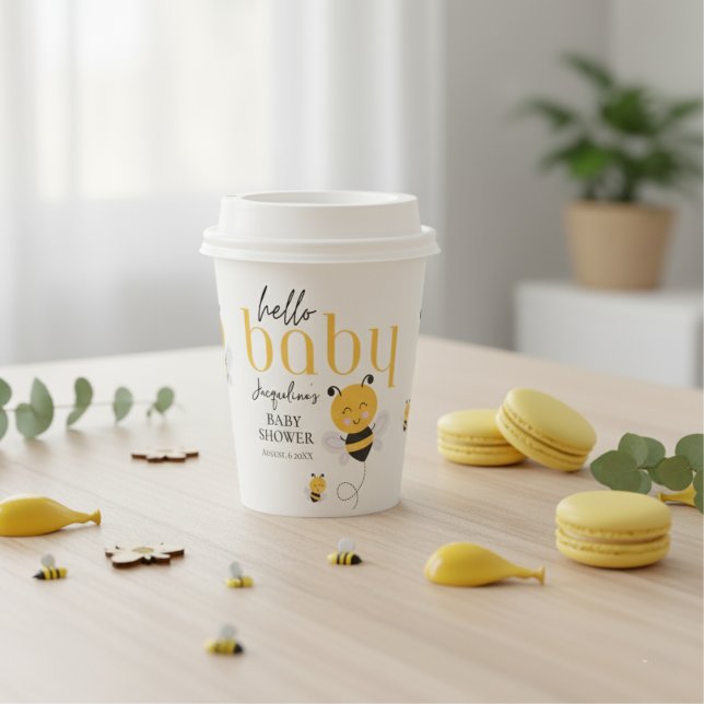 Gobelets En Papier Moments abeilles : Bonjour Bébé Douche abeille (Bee-utiful Moments: Hello Baby Bee Shower Paper Cups)
