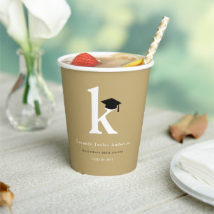Gobelets En Papier Monogramme classique simple Fête de graduation mod