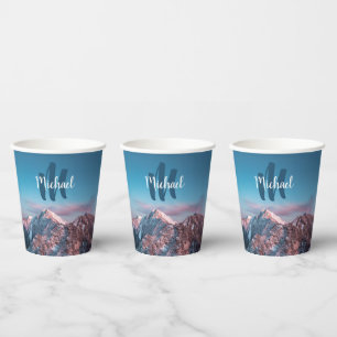 Gobelets En Papier Monogramme de ciel magique montagne Storžič Slovén