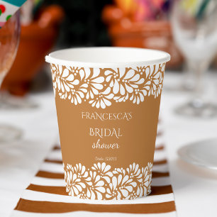 Gobelets En Papier monogramme de douche nuptiale en terre cuite de ta