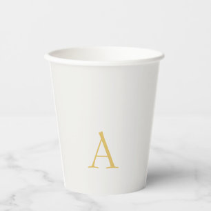 Gobelets En Papier Monogramme initial professionnel couleur or et pas