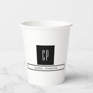 Gobelets En Papier Monogramme moderne Professional Plain Nom simple