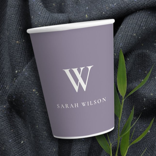 Gobelets En Papier Monogramme promotionnel personnalisé Lilac simple (Créateur téléchargé)