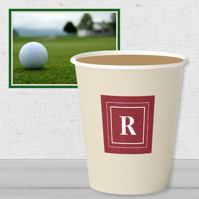 Gobelets En Papier Monogramme, Ruby Red Denim Imprimer Tasses de papi (Créateur téléchargé)